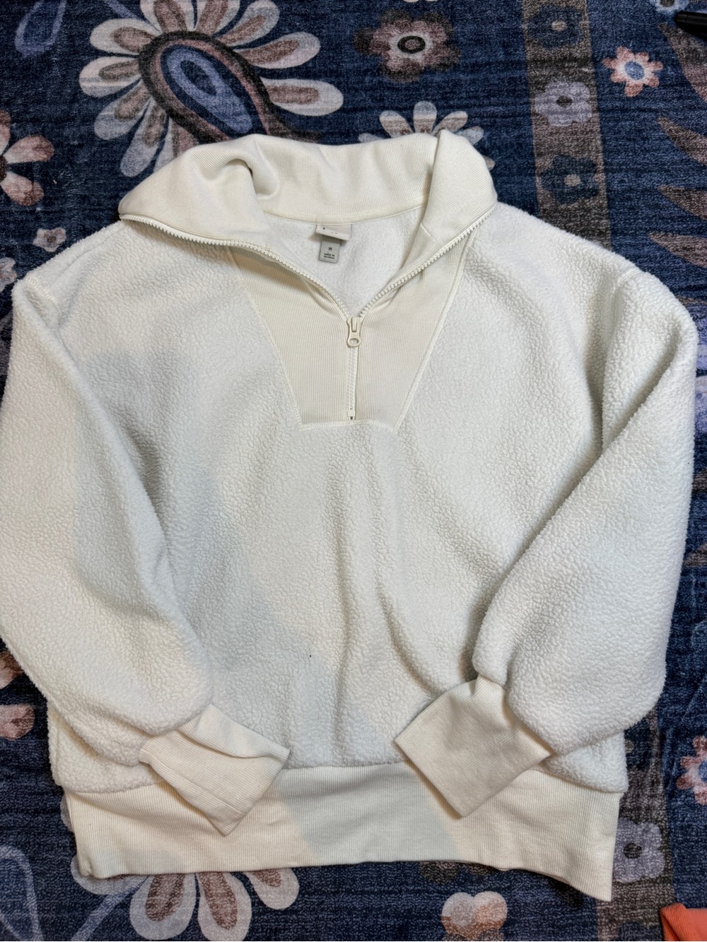 a new day Ivory Half-Zip Sherpa Pullover